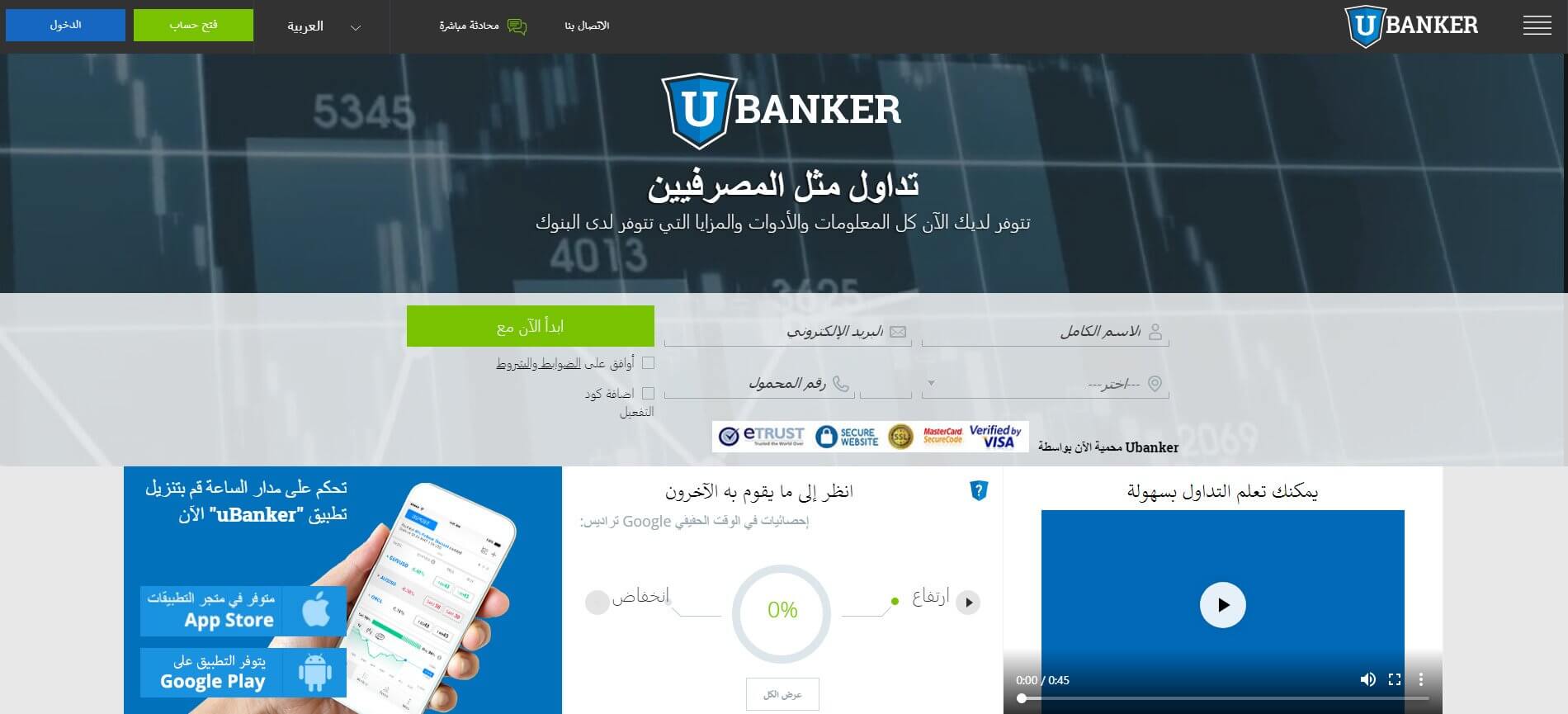 صفحة البداية ubanker